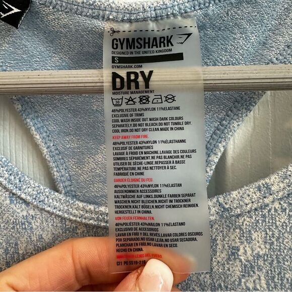 Gymshark Fleur Texture Cross-Back Sports Tank Women's sky blue Athletic Top sz S - Picture 5 of 7